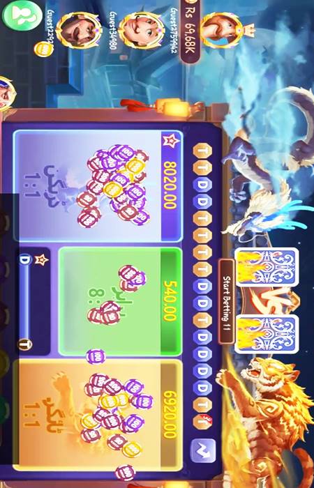 3 Patti Lucky game lobby and table list